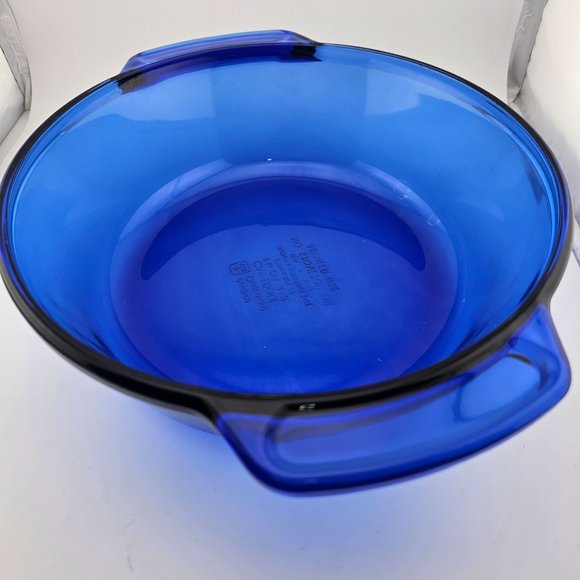 Vintage Anchor Hocking Essentials Cobalt Blue Casserole Bowl 2qt handles 9" - Picture 7 of 16